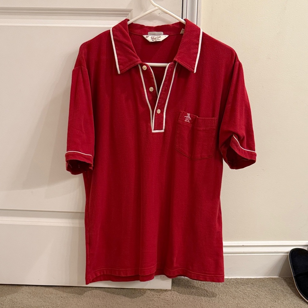 Original Penguin Red Polo with White Accents